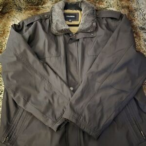 London Fog Charcoal Coat with Plush Collar
